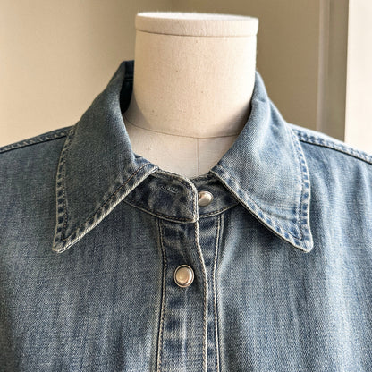 Premium Washed Denim Shirt with Button Detail