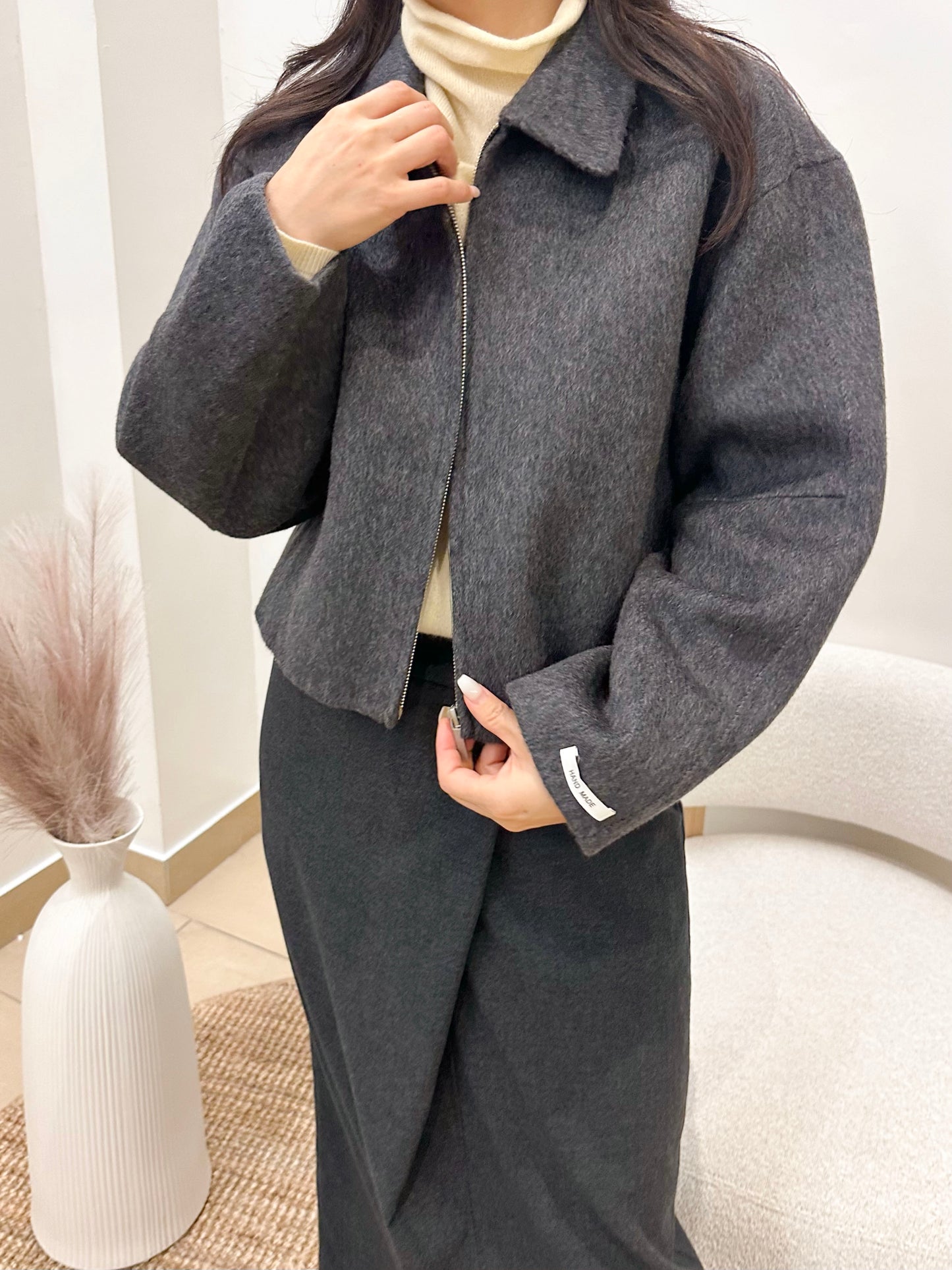 Handmade Wool Zip-Up Jacket