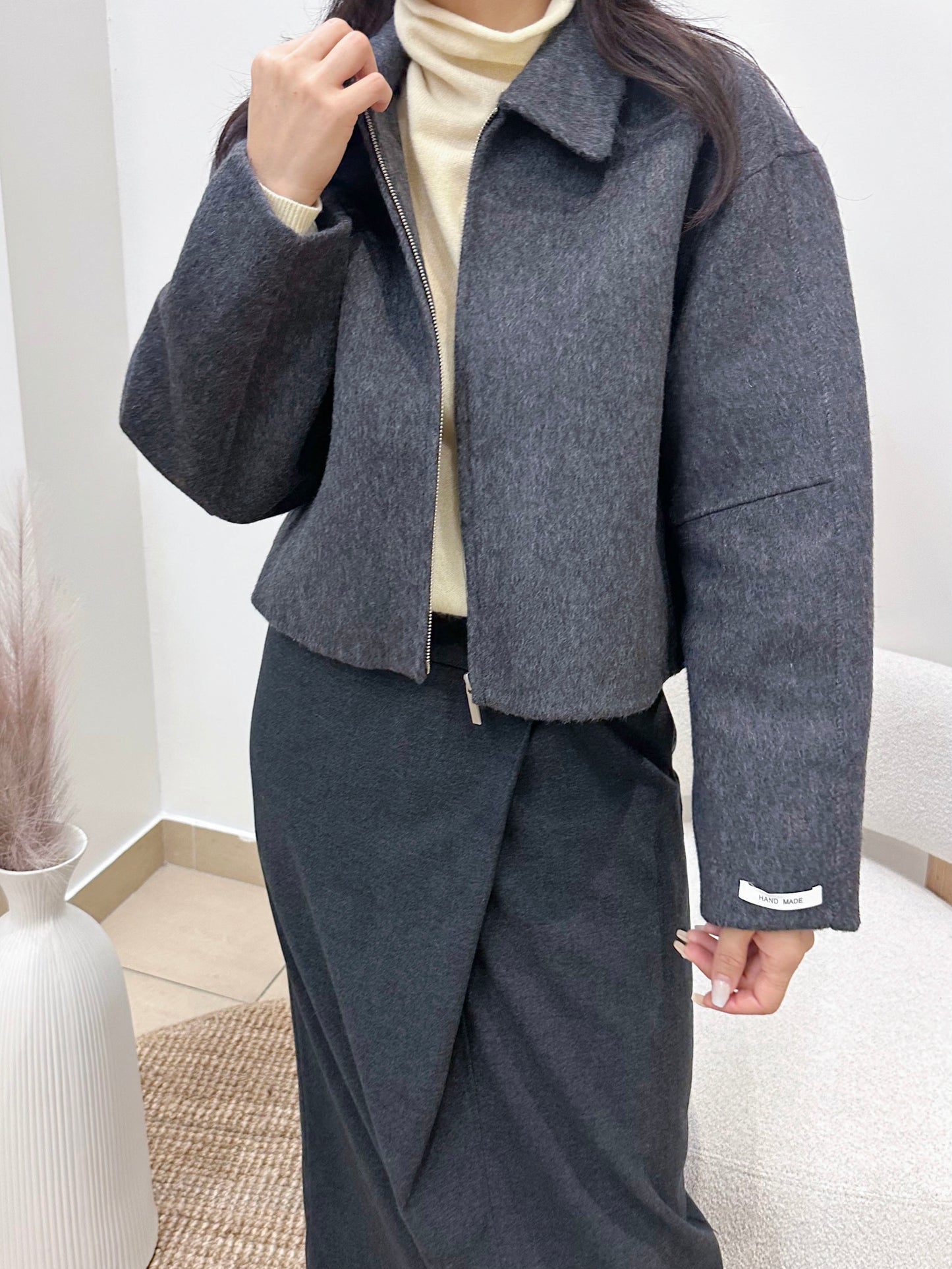 Handmade Wool Zip-Up Jacket