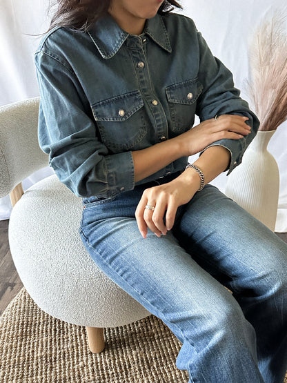 Semi-Wide Washed Denim Pants