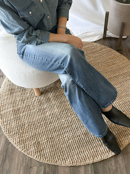 Semi-Wide Washed Denim Pants