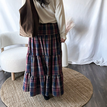 Heritage Plaid Tiered Maxi Skirt