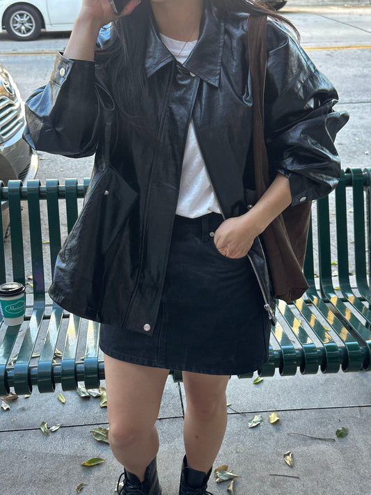 Oversized Vegan Leather Jacket