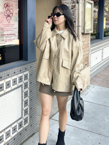 Oversized Vegan Leather Jacket