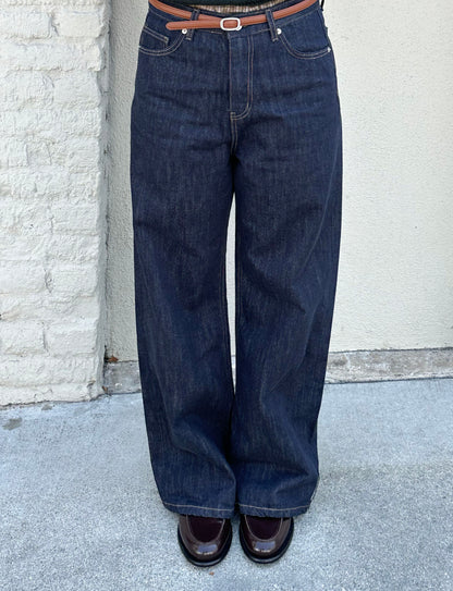 Washed Denim Cigarette Jeans with Belt