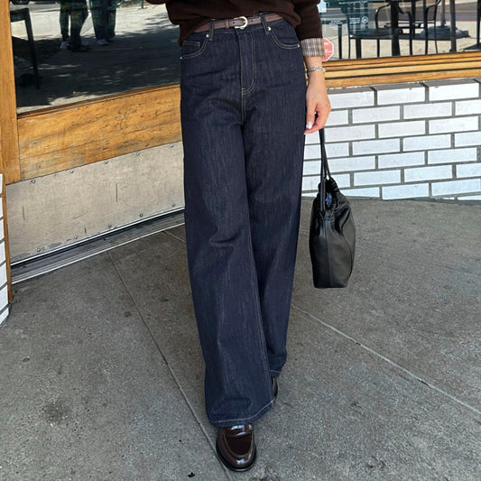 Washed Denim Cigarette Jeans with Belt