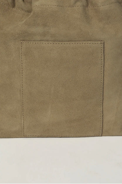 Suede Drawstring Bucket Bag