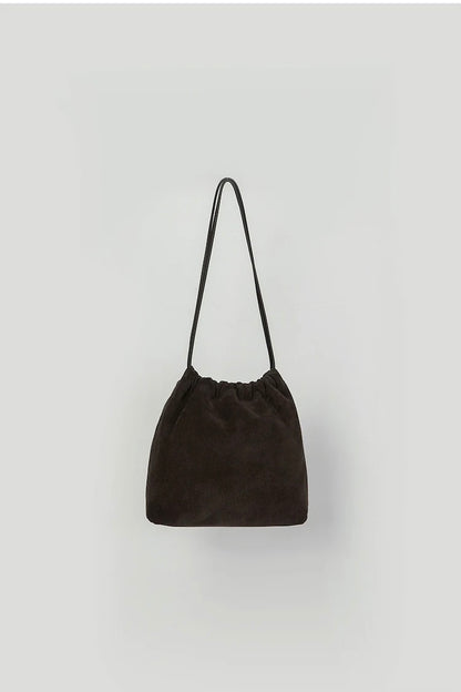Suede Drawstring Bucket Bag