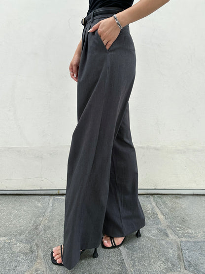 Tailored Pintuck Wide-Leg Pants