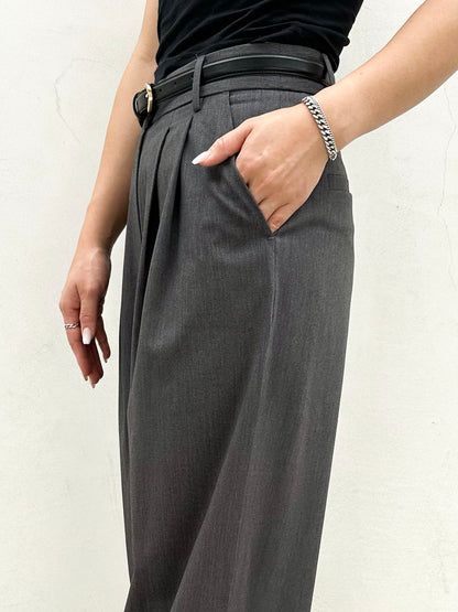 Tailored Pintuck Wide-Leg Pants