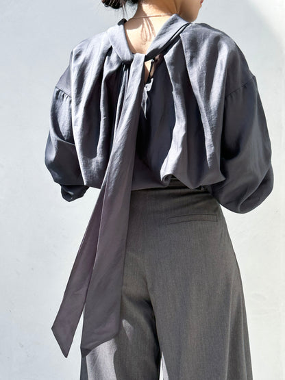 Tie-Back Balloon Sleeve Blouse