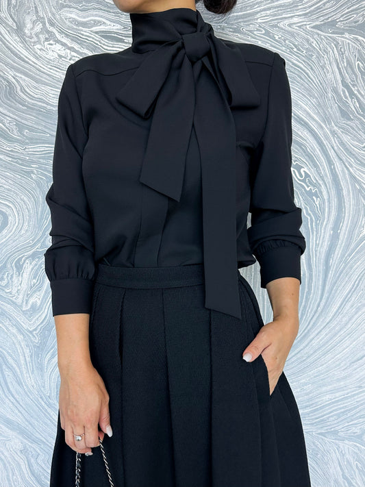 Elegant Scarf-Tie Blouse