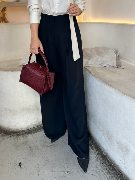 Tailored Pin-Tuck Wide Pants