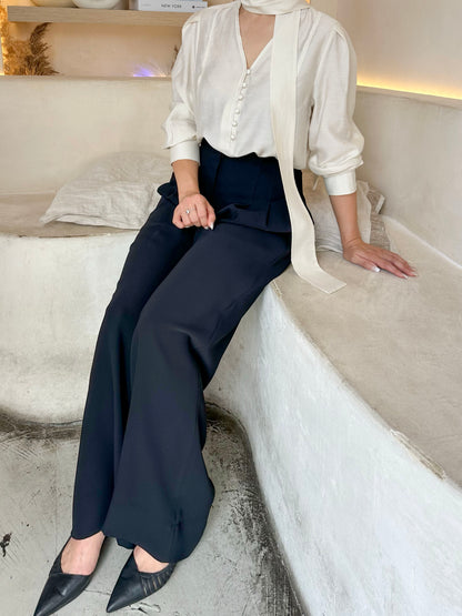 Tailored Pin-Tuck Wide Pants