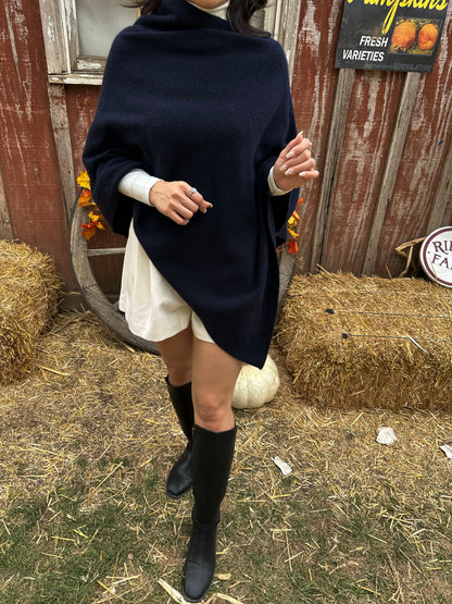 Asymmetric Fox Wool Cape