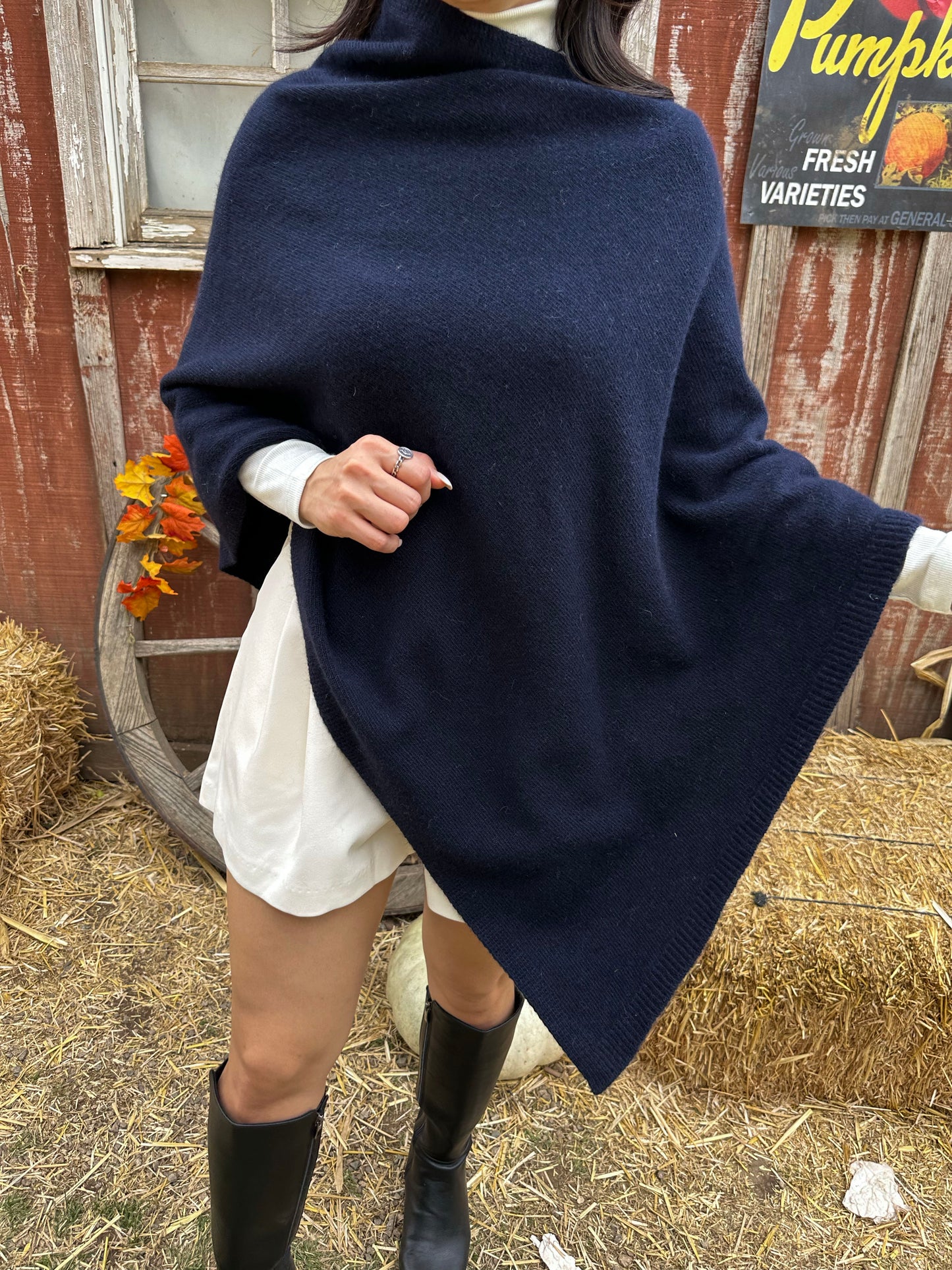 Asymmetric Fox Wool Cape