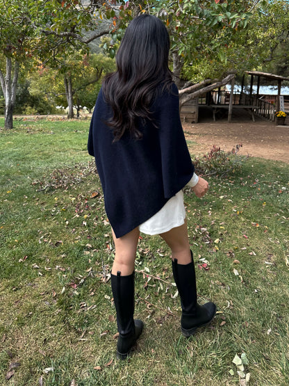 Asymmetric Fox Wool Cape