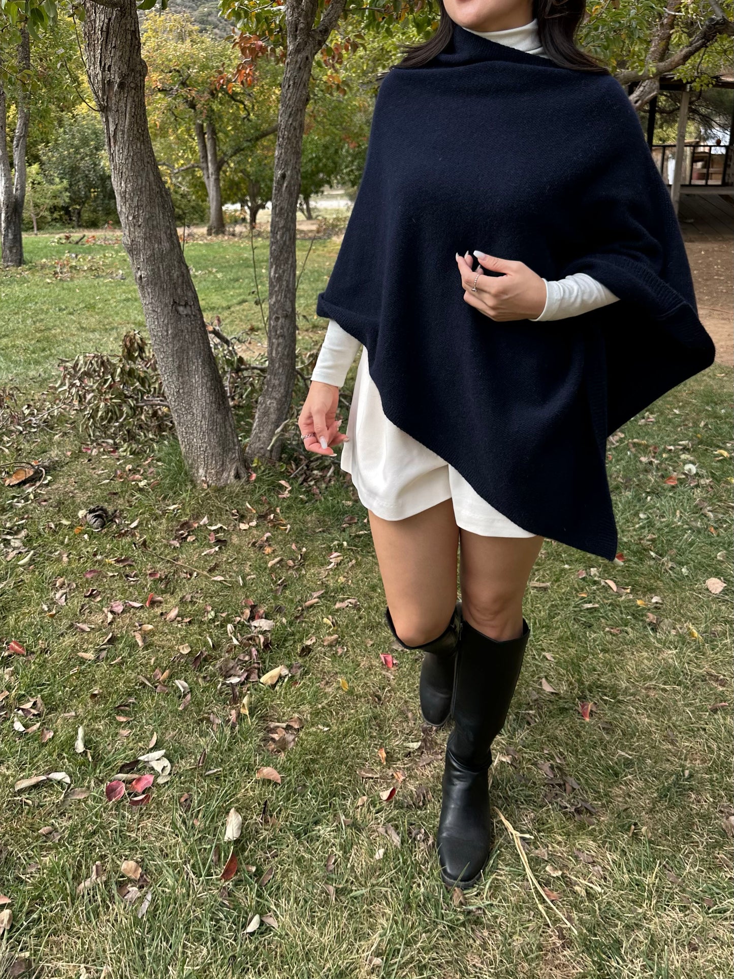 Asymmetric Fox Wool Cape