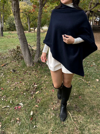 Asymmetric Fox Wool Cape