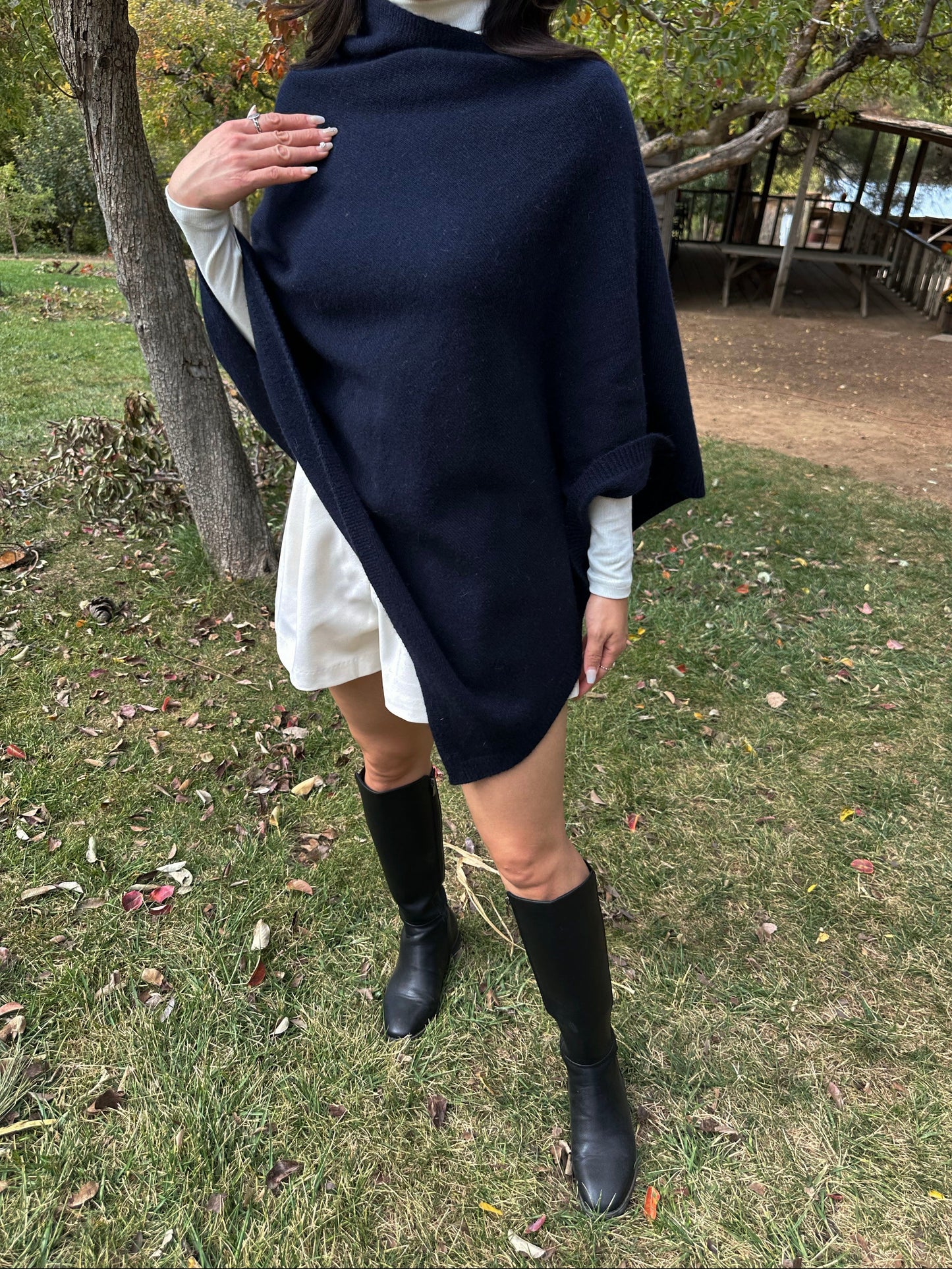 Asymmetric Fox Wool Cape
