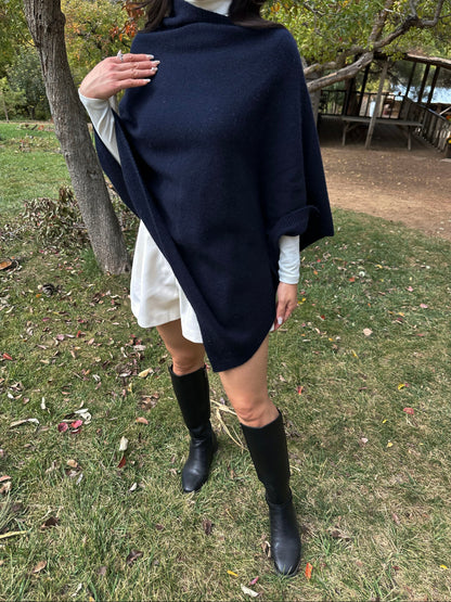 Asymmetric Fox Wool Cape