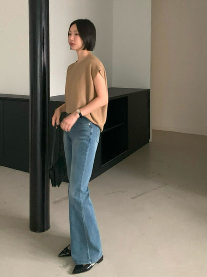 Knit Cap-Sleeve Top – Button Back