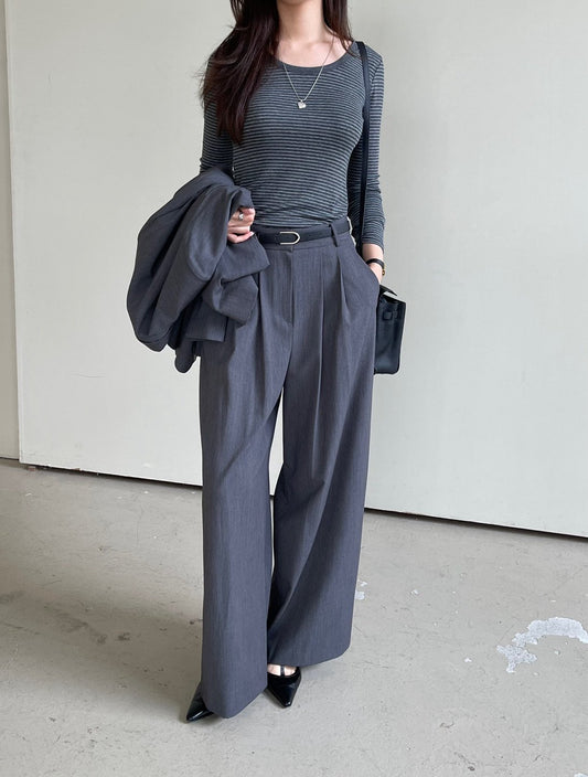 Tailored Pintuck Wide-Leg Pants
