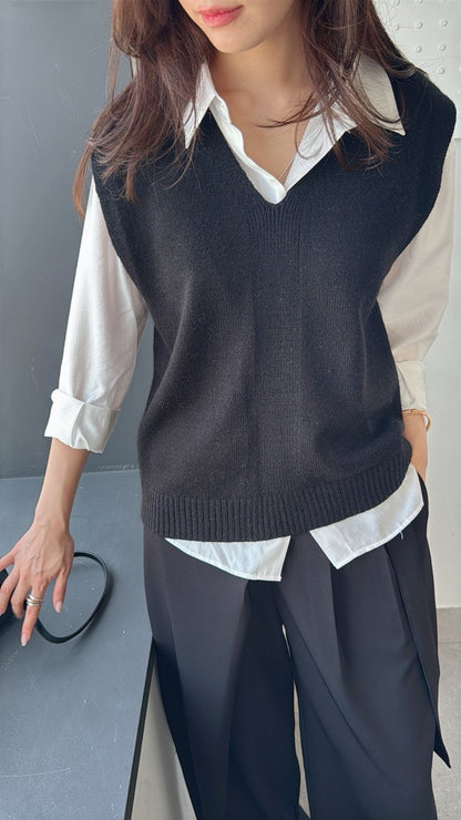 Oversized Wool Knit Vest
