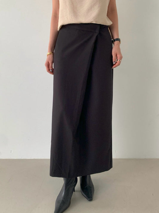 Tailored Long Wrap Skirt