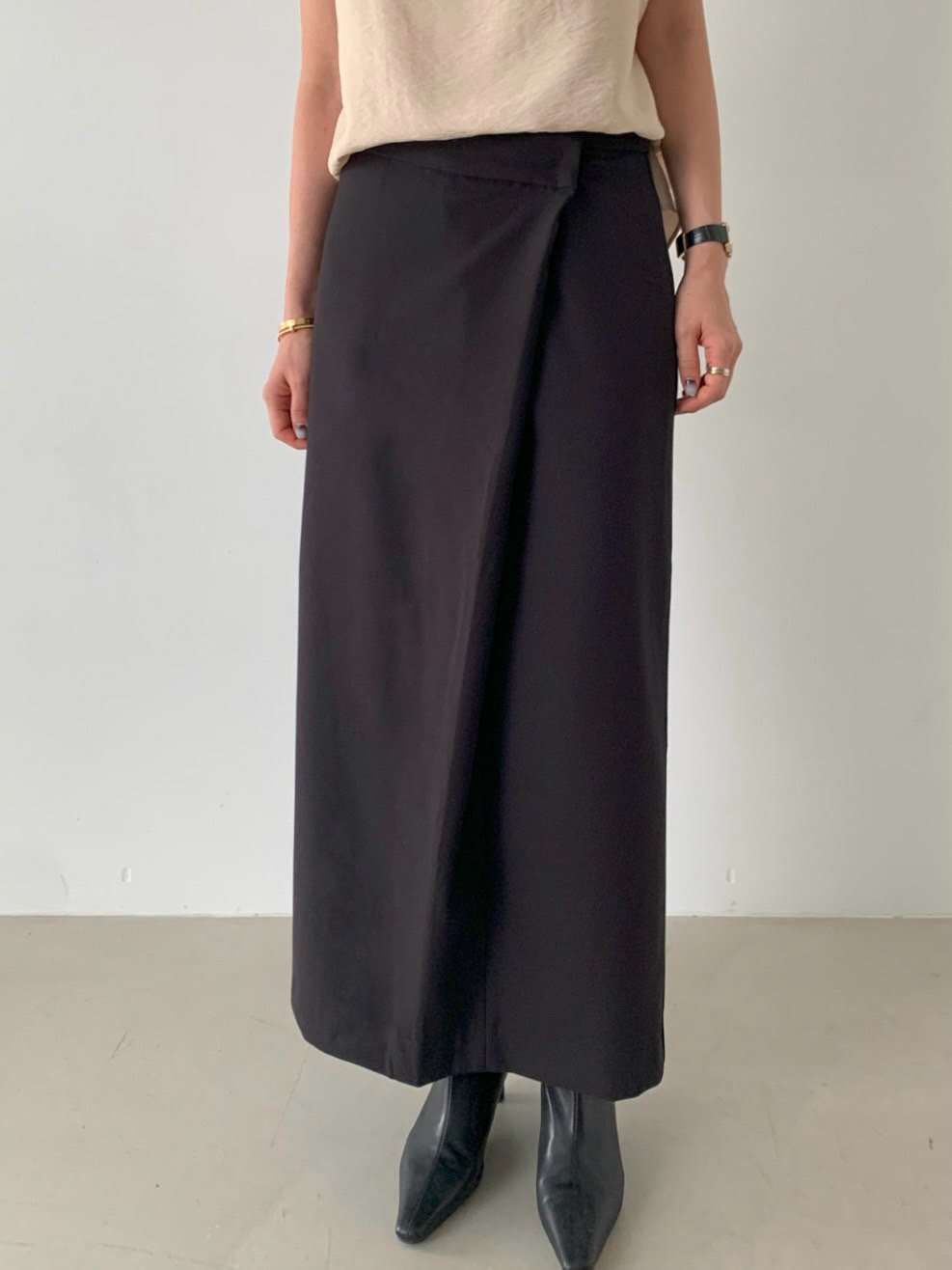 Tailored Long Wrap Skirt