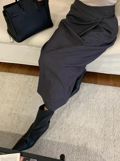 Tailored Long Wrap Skirt