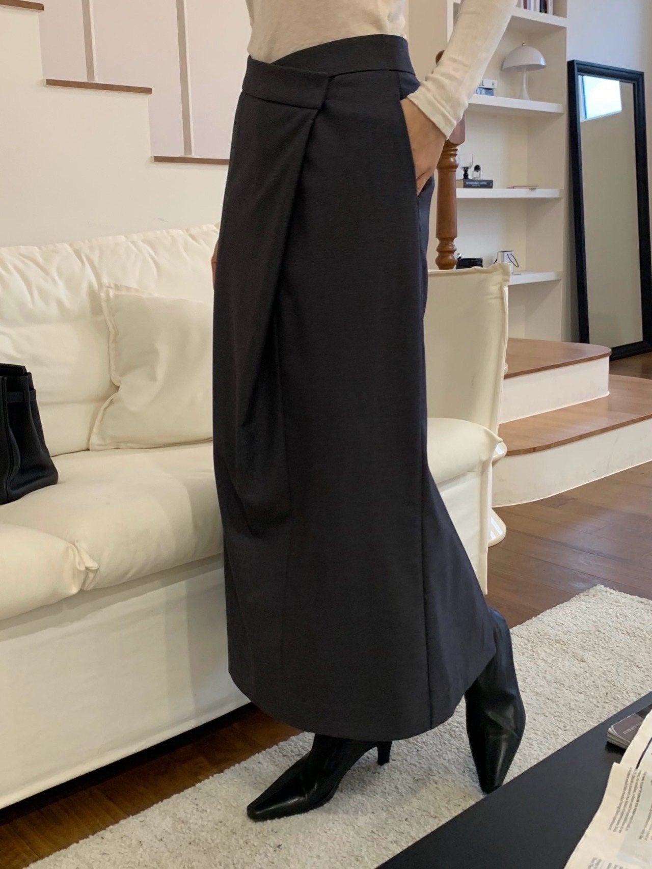 Tailored Long Wrap Skirt