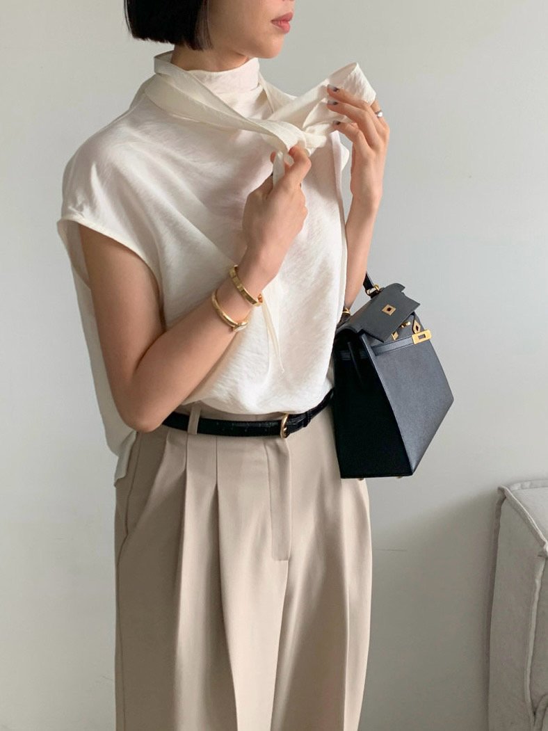 Back-Tie Drape Blouse