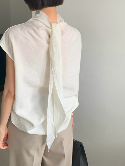 Back-Tie Drape Blouse