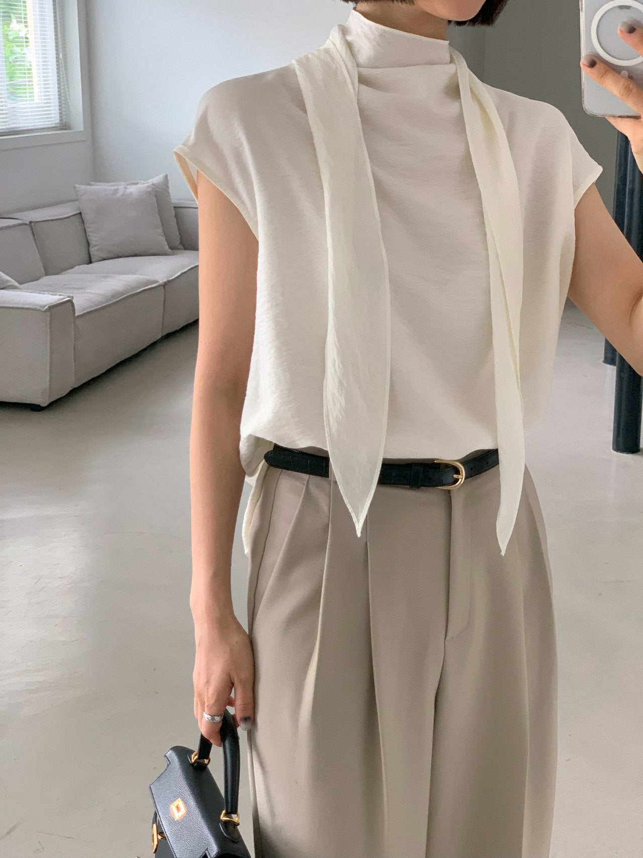 Back-Tie Drape Blouse