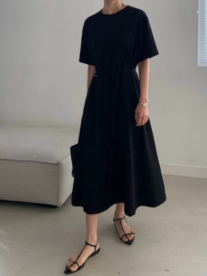 Minimal Belted Midi Dress