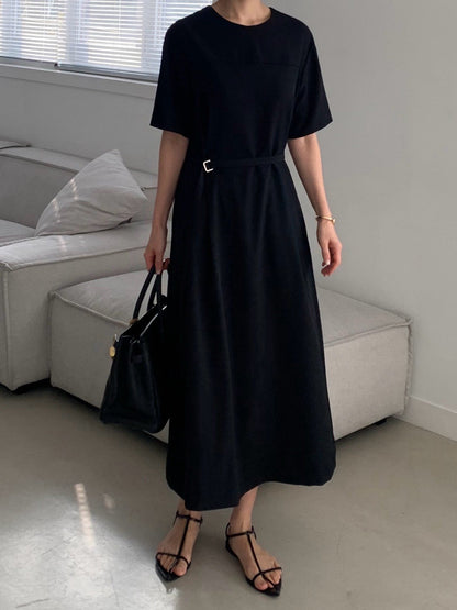 Minimal Belted Midi Dress