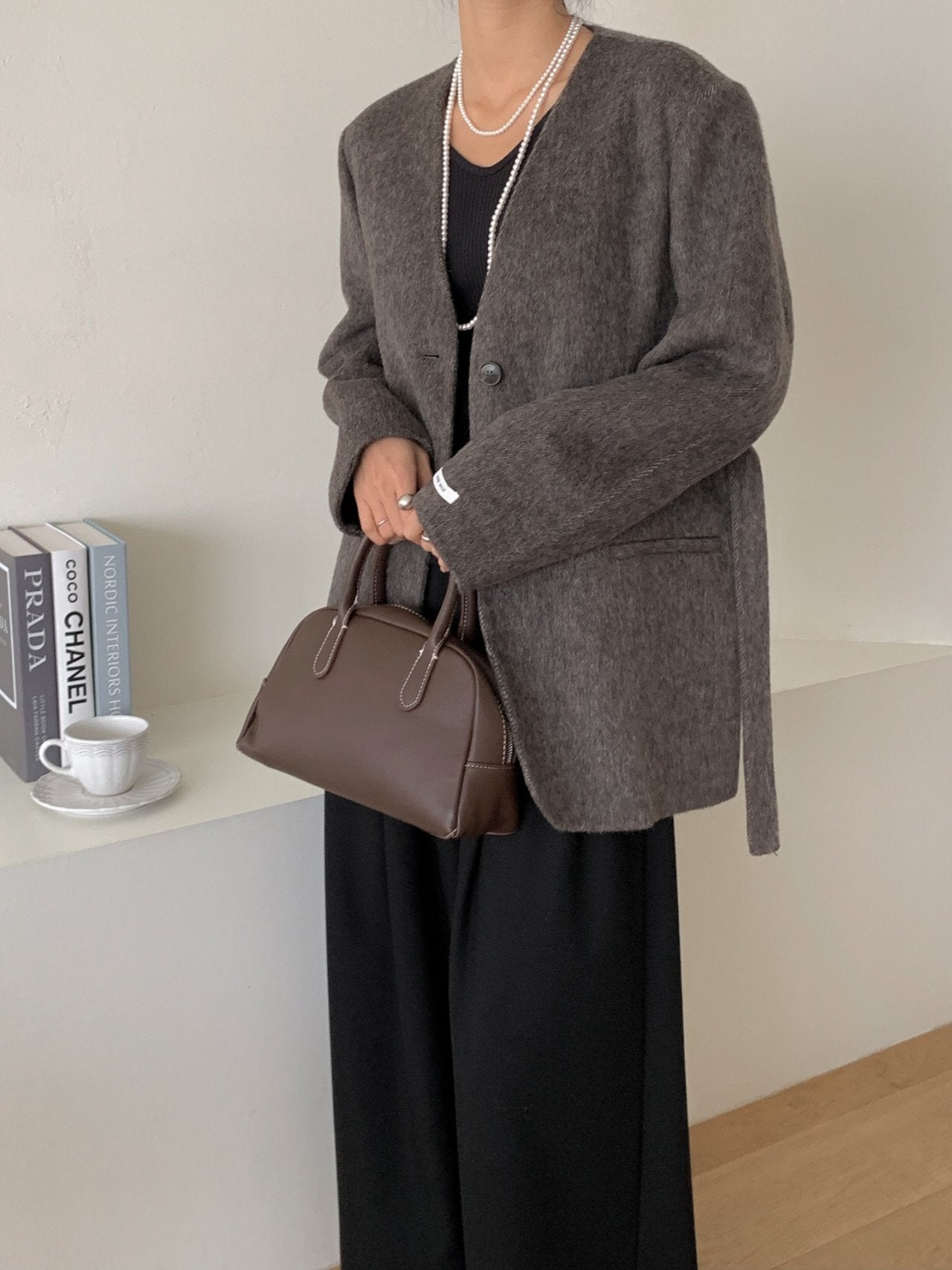 Handmade Belted Oversized Wool Coat Jacket