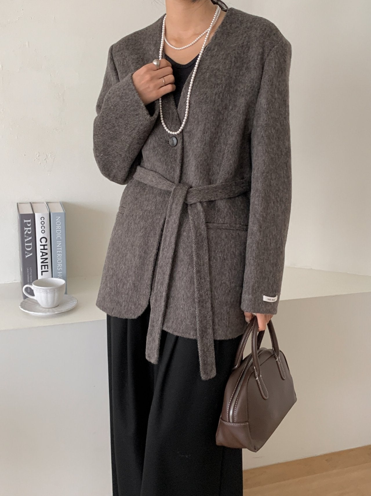 Handmade Belted Oversized Wool Coat Jacket