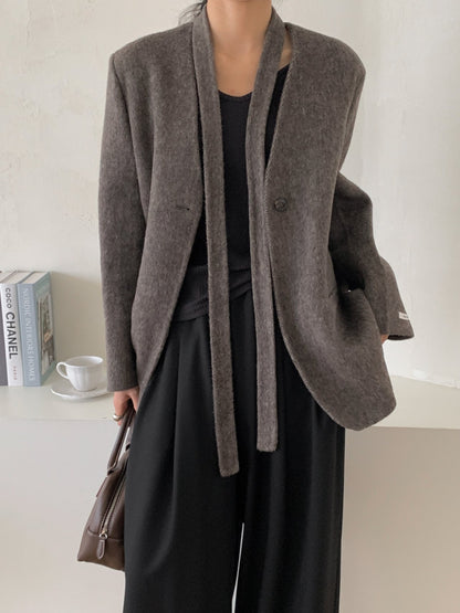 Handmade Belted Oversized Wool Coat Jacket