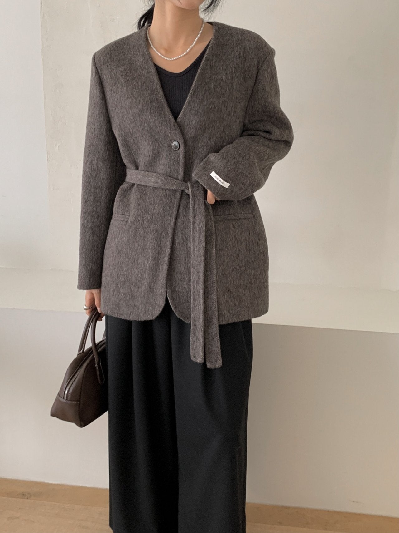 Handmade Belted Oversized Wool Coat Jacket