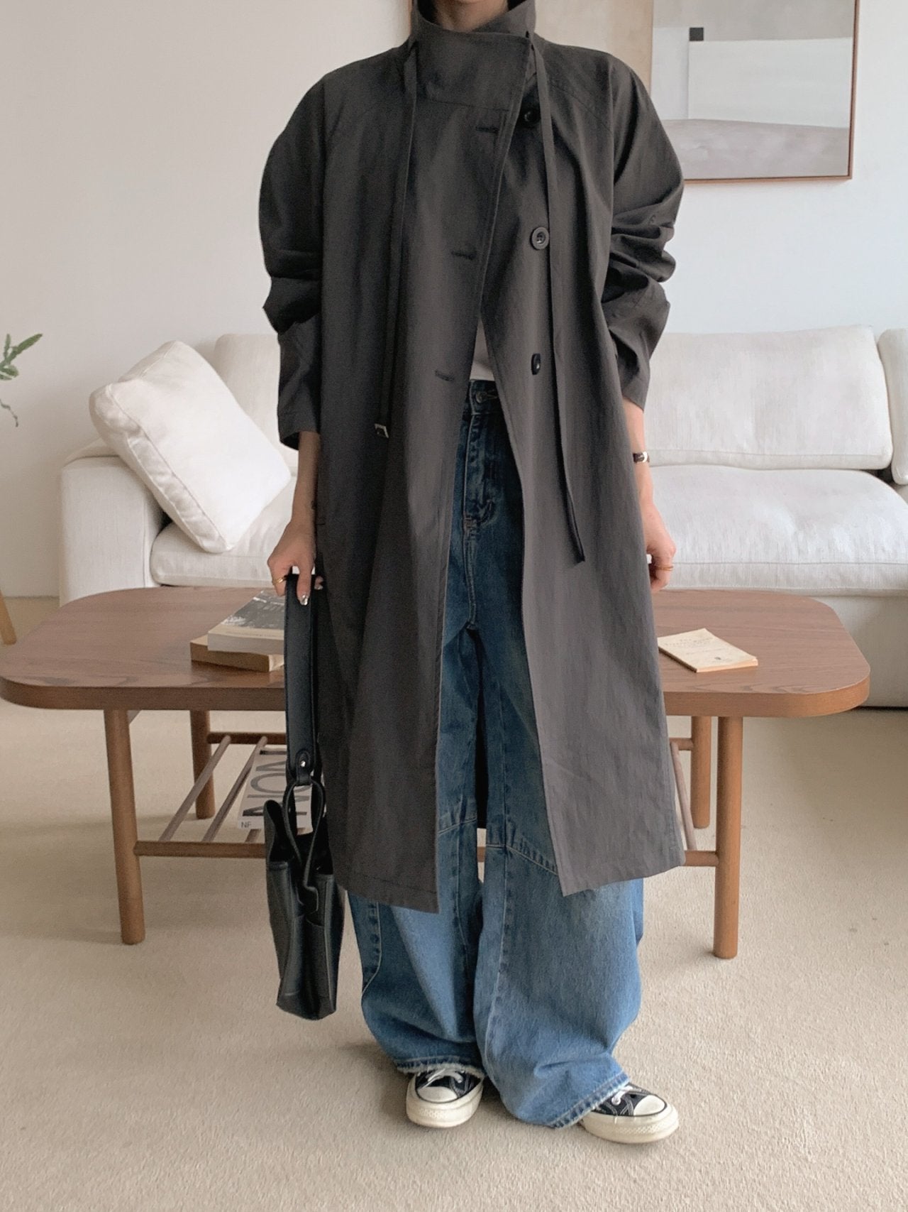 Structured Stand Collar Coat