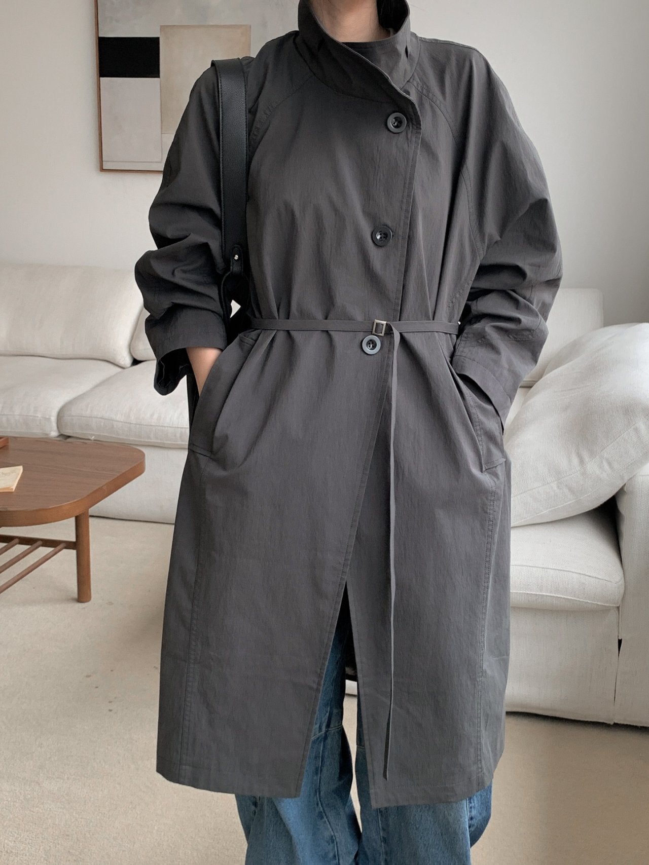 Structured Stand Collar Coat