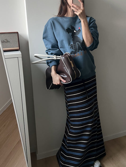 Pure Wool Striped Knit Skirt