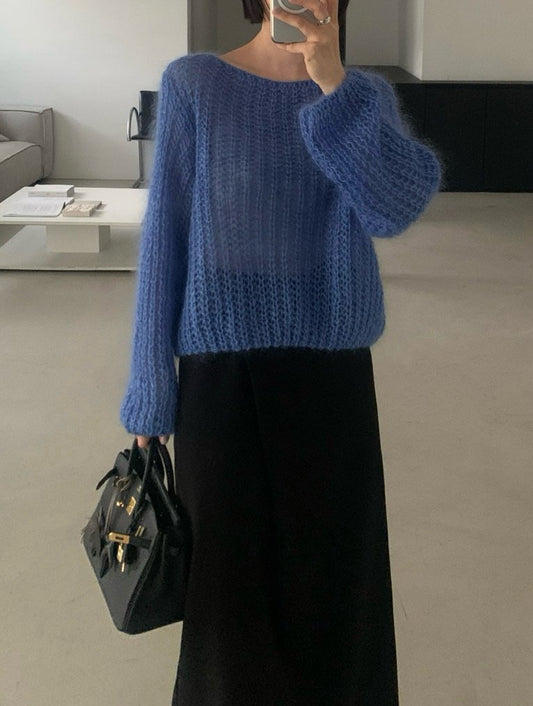 Mohair Wool Airy Knit Pullover