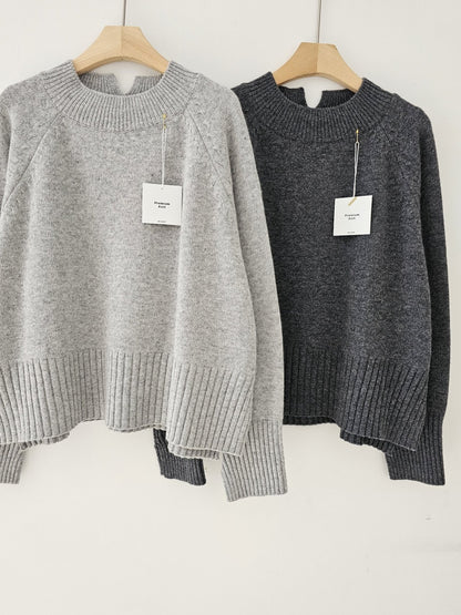 Back-Slit Super Fine Wool Cashmere Knit