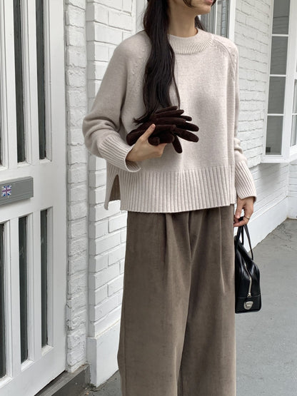 Back-Slit Super Fine Wool Cashmere Knit