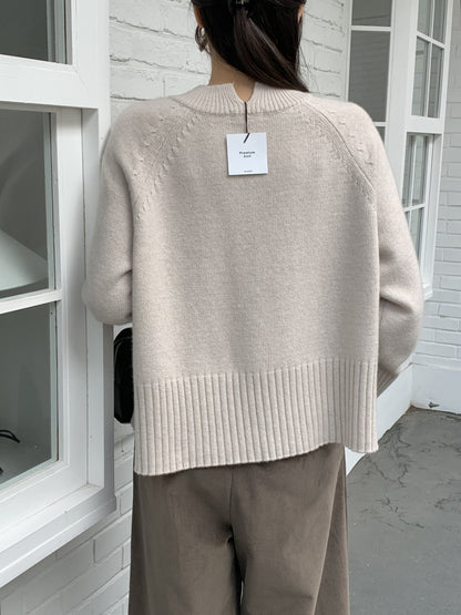 Back-Slit Super Fine Wool Cashmere Knit