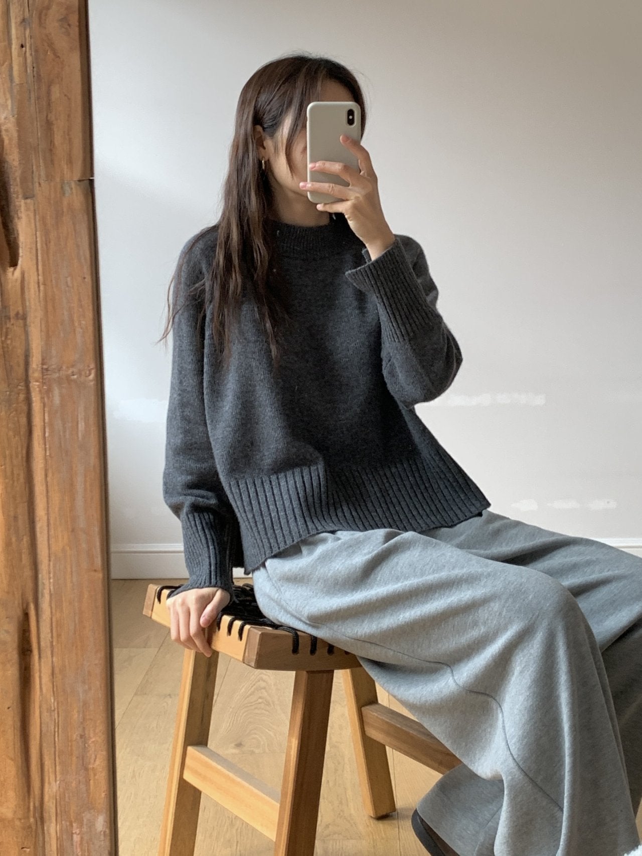 Back-Slit Super Fine Wool Cashmere Knit