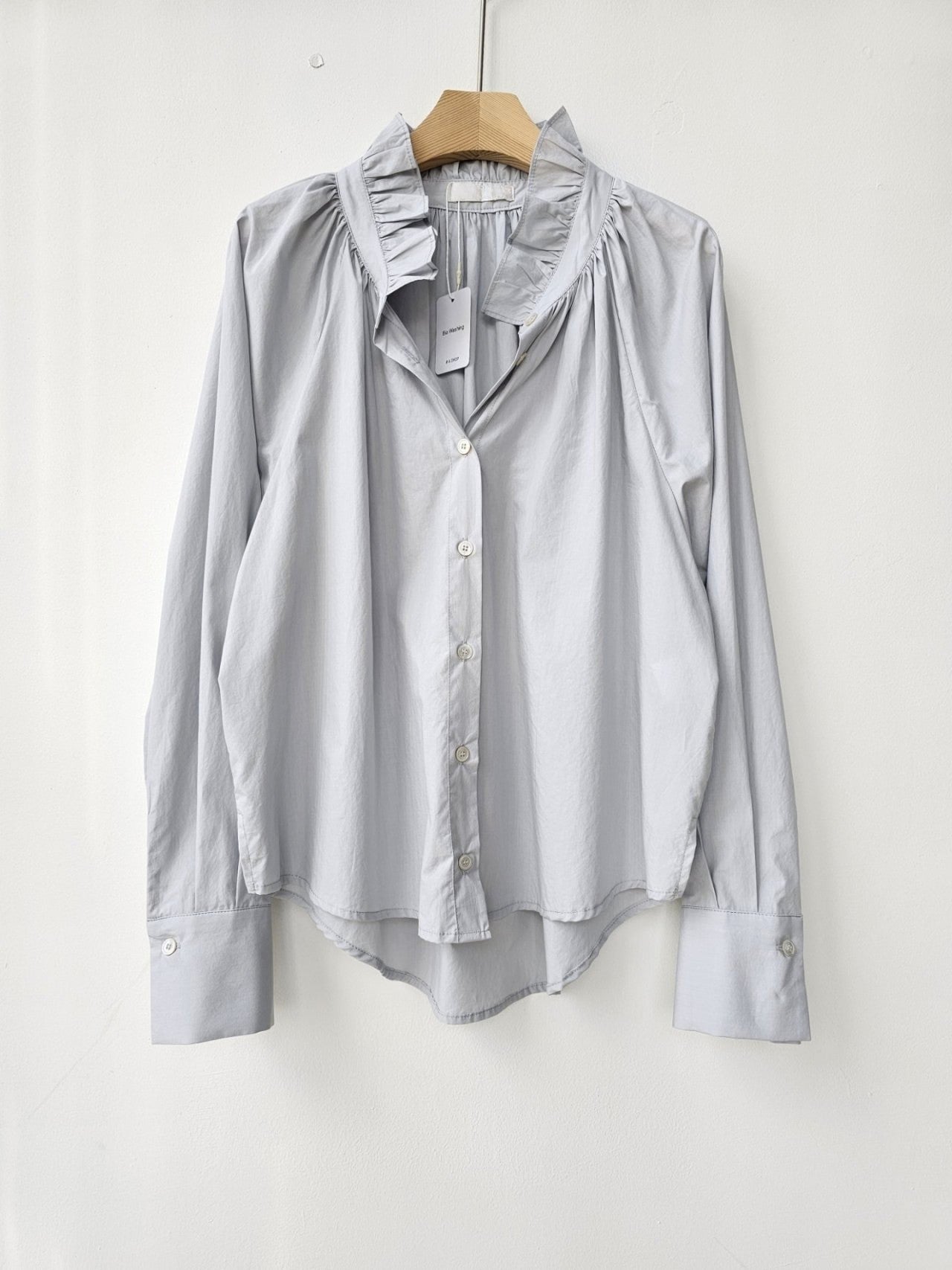 Bio-Washed Ruffle Collar Blouse